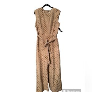 Polka Dot Jumpsuit NWT. Tan/Black